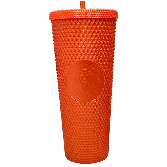 Starbucks 2022 Fall Studded Orange Pumpkin Tumbler With Straw 24 Oz Venti New - Picture 2 of 9